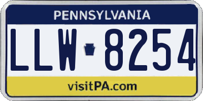 PA license plate LLW8254