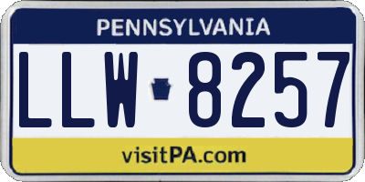 PA license plate LLW8257