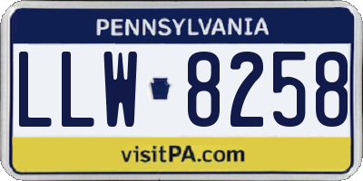 PA license plate LLW8258