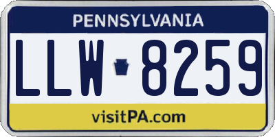 PA license plate LLW8259