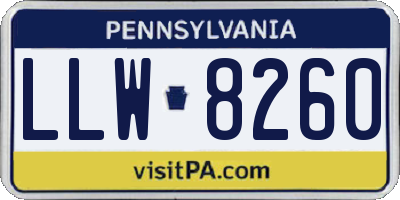 PA license plate LLW8260