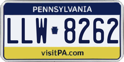 PA license plate LLW8262