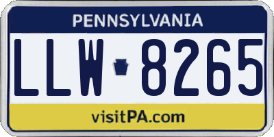 PA license plate LLW8265