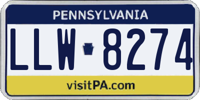 PA license plate LLW8274