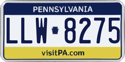 PA license plate LLW8275