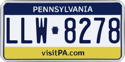 PA license plate LLW8278