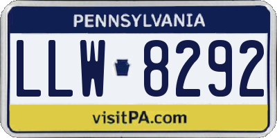 PA license plate LLW8292
