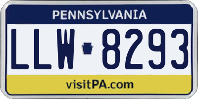 PA license plate LLW8293