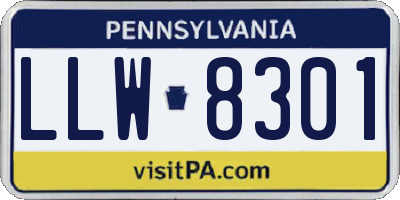 PA license plate LLW8301
