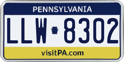 PA license plate LLW8302