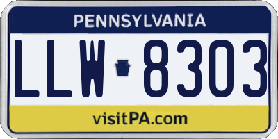 PA license plate LLW8303