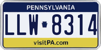 PA license plate LLW8314