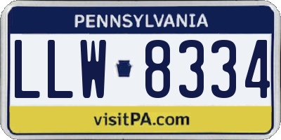 PA license plate LLW8334