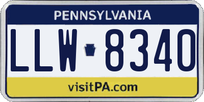 PA license plate LLW8340