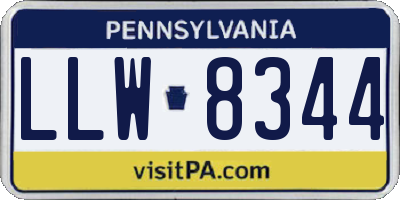 PA license plate LLW8344