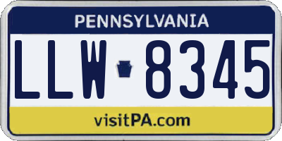 PA license plate LLW8345