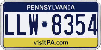 PA license plate LLW8354