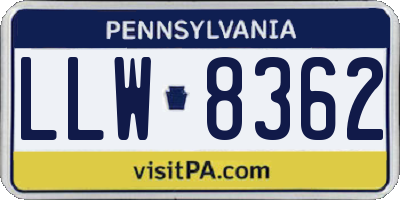 PA license plate LLW8362