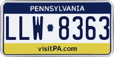 PA license plate LLW8363