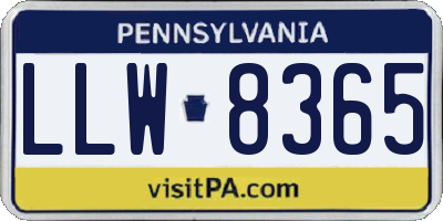 PA license plate LLW8365