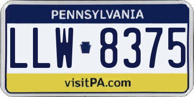 PA license plate LLW8375