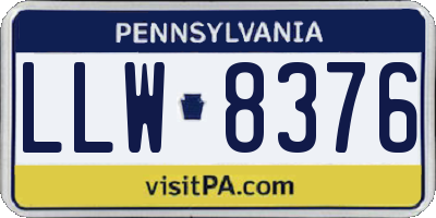 PA license plate LLW8376