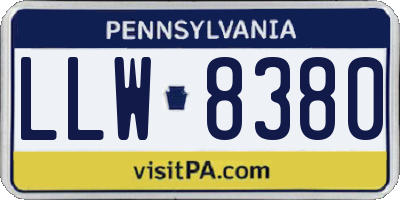 PA license plate LLW8380