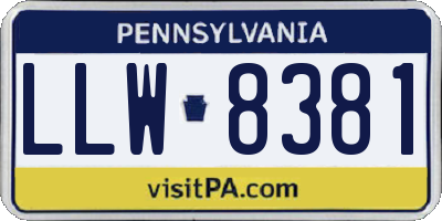 PA license plate LLW8381