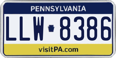 PA license plate LLW8386