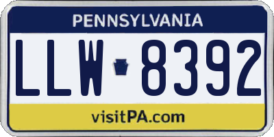 PA license plate LLW8392