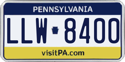 PA license plate LLW8400
