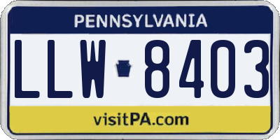 PA license plate LLW8403