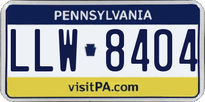 PA license plate LLW8404