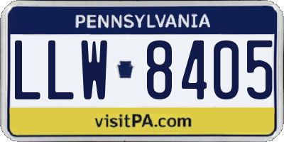 PA license plate LLW8405