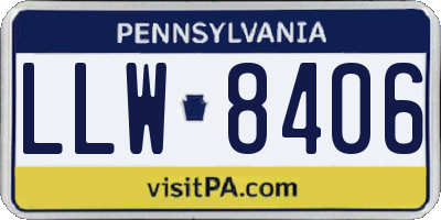 PA license plate LLW8406