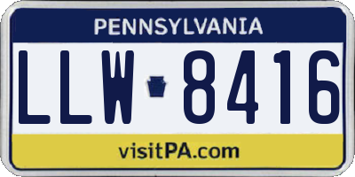 PA license plate LLW8416