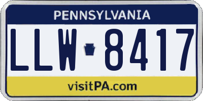 PA license plate LLW8417