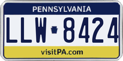 PA license plate LLW8424
