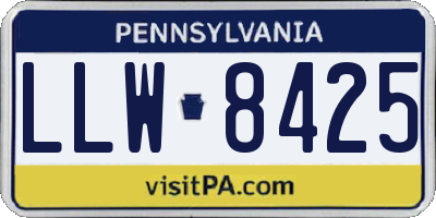 PA license plate LLW8425