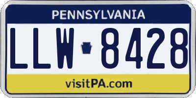 PA license plate LLW8428