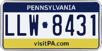 PA license plate LLW8431