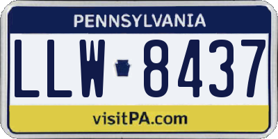 PA license plate LLW8437