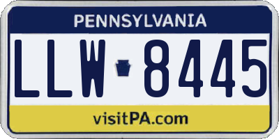 PA license plate LLW8445