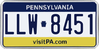 PA license plate LLW8451