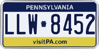 PA license plate LLW8452