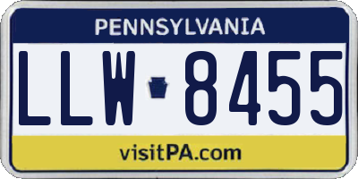 PA license plate LLW8455