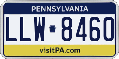 PA license plate LLW8460