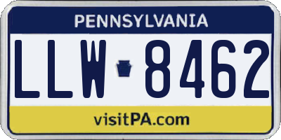 PA license plate LLW8462