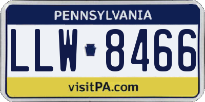 PA license plate LLW8466