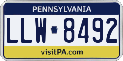 PA license plate LLW8492